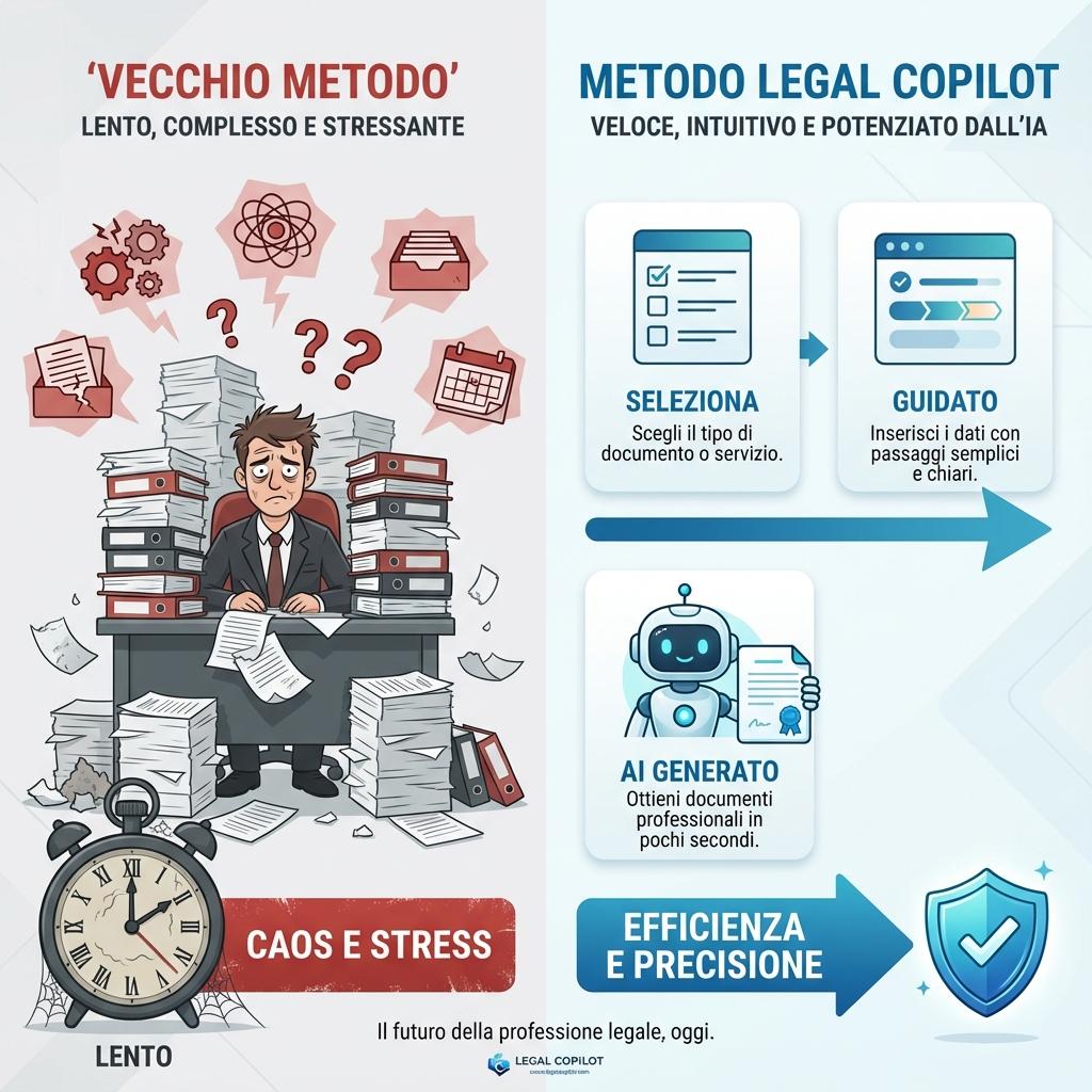 Infografica Workflow Legale: Dal caos alla generazione AI